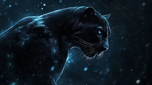 Black Panther in Digital Bioluminescence