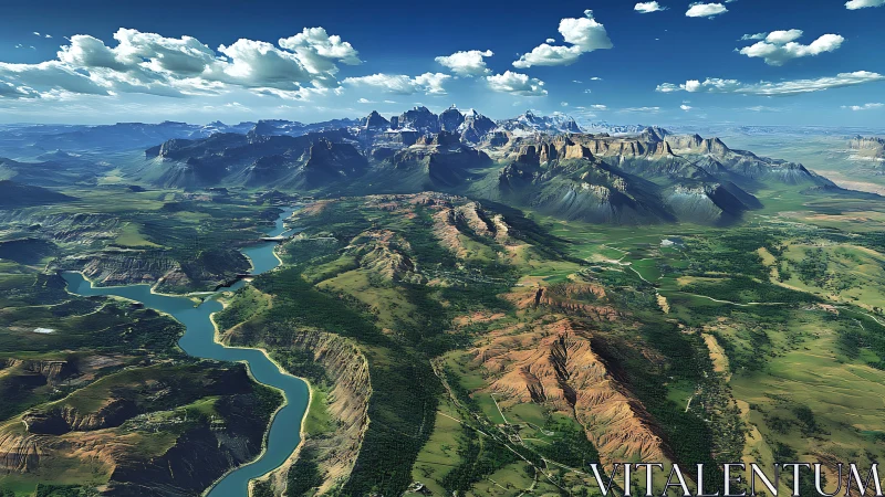 Vast digital canyon landscape unfolds under bright sky