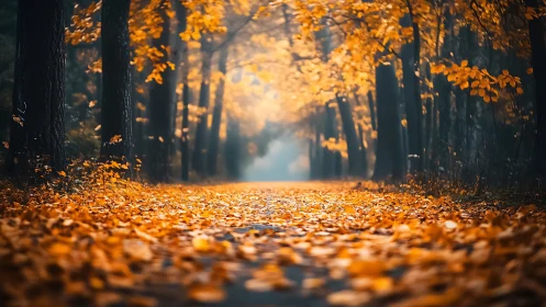 Golden Tunnel Vision: Where Autumn Trees Whisper Secrets