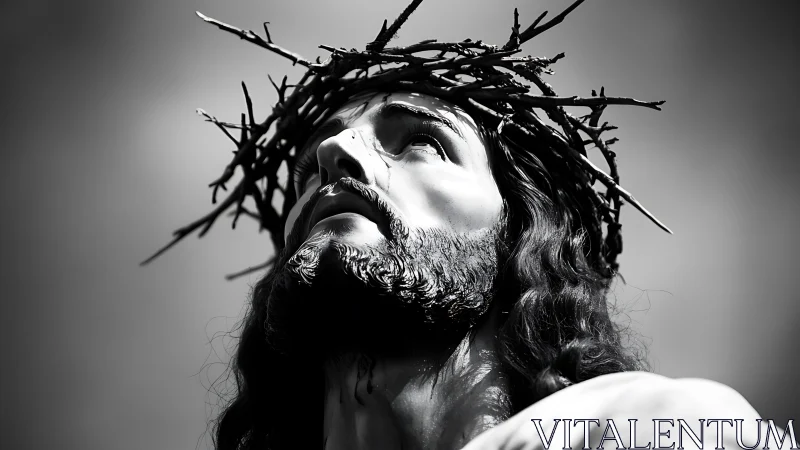 Dramatic close-up of sorrowful crowned figure in anguish.