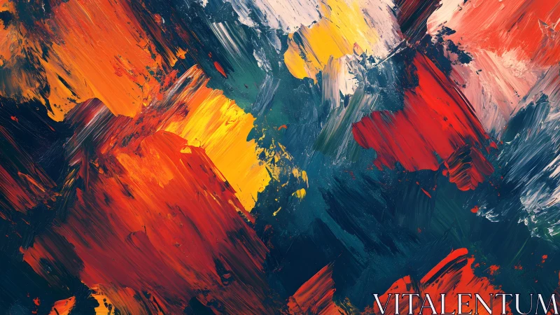 Bold Abstract Expressionist Painting with Vivid Brush Strokes.