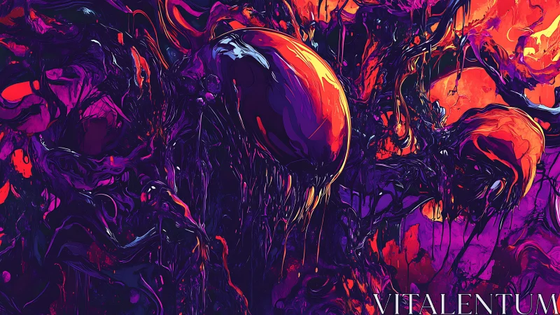 Viscous bio-organic nebula forms in saturated magenta spectrum