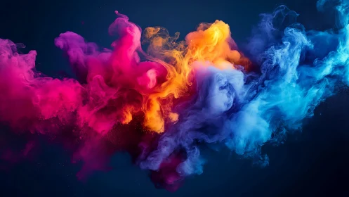 Triadic neon pigment plumes in turbulent volumetric motion