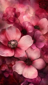 Pink and Crimson Layered Flowers with Black Stamens