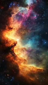 Nebula coastline blazes upward like a stellar sunrise