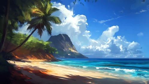 Tropical Paradise: Mountain Peak Meets Golden Sands