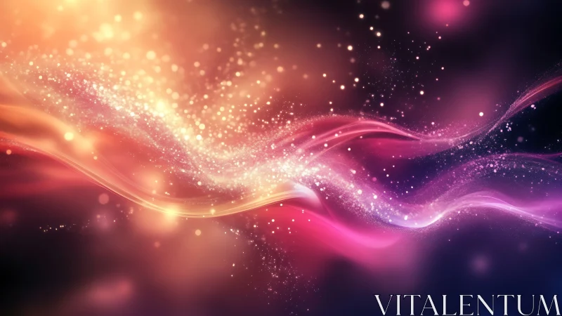 Colorful light trails curve across a dark abstract background