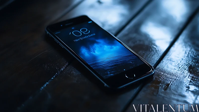 Smartphone on Wet Surface at 1:08 PM Display.