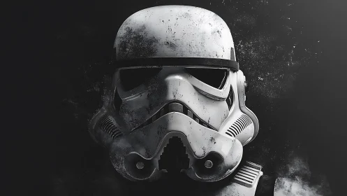 Stormtrooper-style helmet is rendered with worn surface detail