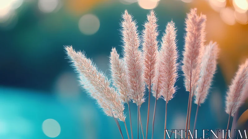 Delicate Feathery Grasses Dancing in Soft Golden Light.