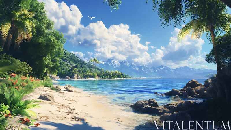 Alpine Coastal Paradise with Crystalline Lagoon and Verdant Canopy.
