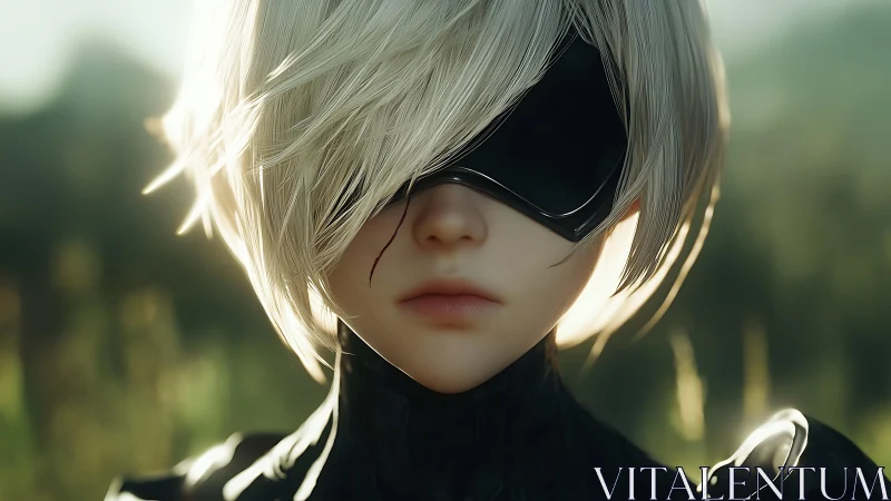 Android portrait renders soft bokeh cyber-soldier in profile