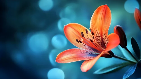 Radiant Bloom: Nature's Fire Against Serene Waters.