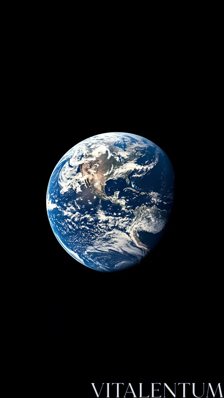 High-altitude Earth view with North and South America illuminated