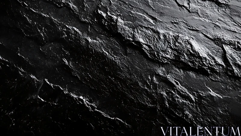 Dark slate rock surface glistens with rugged, wet texture.