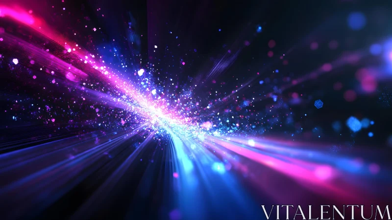 Vibrant abstract light burst with glowing particles in digital art.