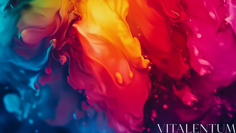 Vibrant liquid color plumes merge through deep abstract field