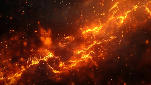 Incandescent Energy Stream Propagating Through Dark Space.