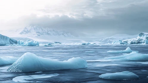 Silent polar seascape stretches beneath brooding winter skies