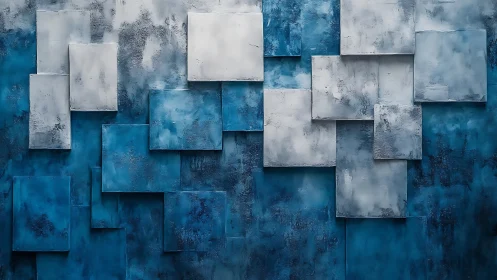 Layered blue and white squares in soothing abstract harmony.