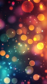 Glowing bokeh orbits drift like tiny planets in deep color