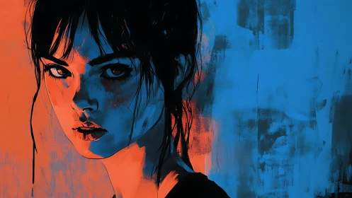 Cinematic digital portrait in bold teal and orange contrast.
