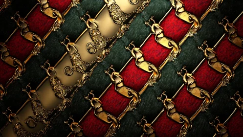 Diagonal metallic deer motif over textured fabric bands