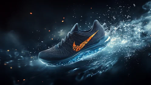 Liquid lightning shoe slices through neon-soaked midnight surf