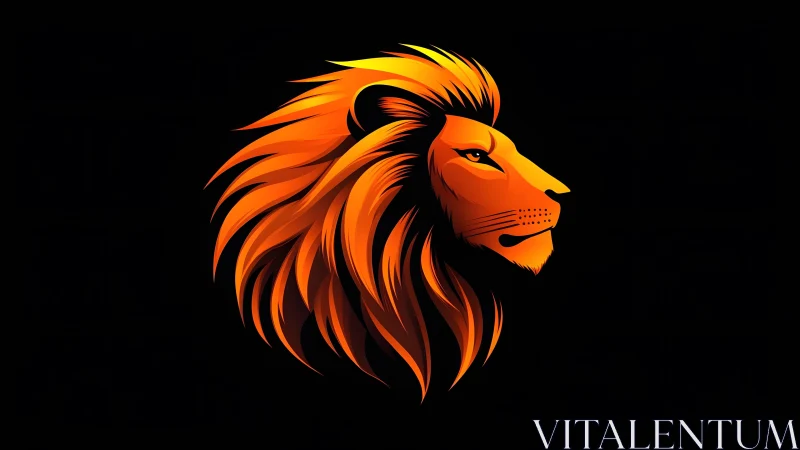 Vibrant digital lion head illustration with fiery orange mane.
