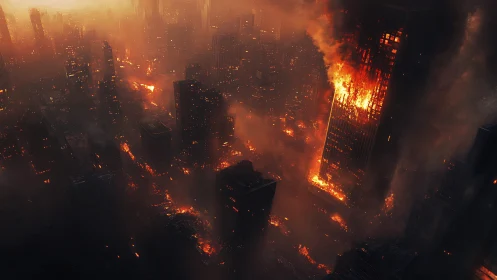 Inferno Consumes the Skyline: Apocalyptic Urban Firestorm