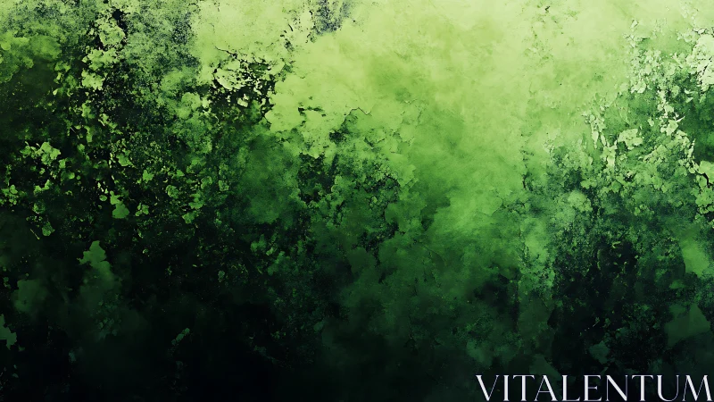 Emerald mist cascade over dark forested abstraction dream.