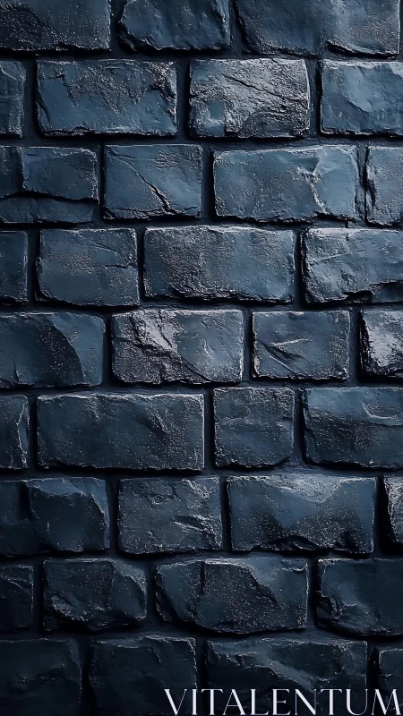 Dark slate brick wall shows wet-surface specular highlights