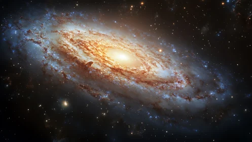 Edge-on spiral galaxy with luminous core and dusty star-forming arms