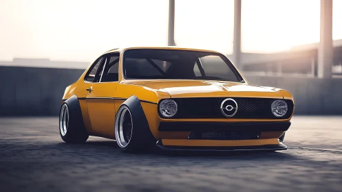 Widebody retro coupe with stance suspension and deep-dish wheels