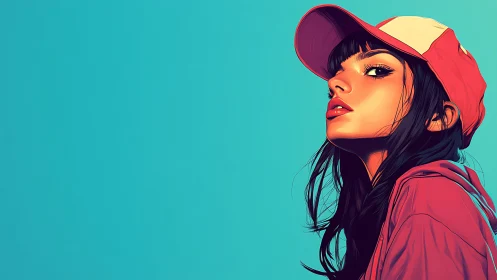 Digital portrait shows confident girl in red cap profile