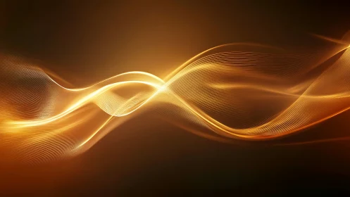 Golden Light Waves: Abstract Flowing Energy in Warm Spectrum.
