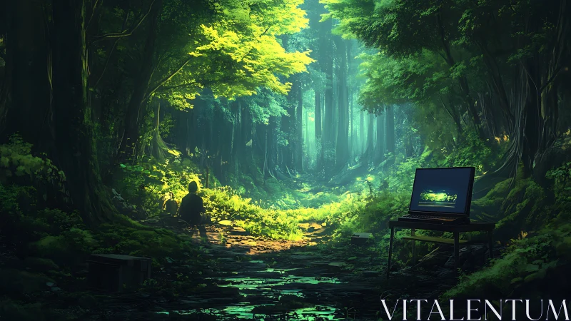 Luminescent Forest Cathedral: Chiaroscuro Digital Environment Composition.