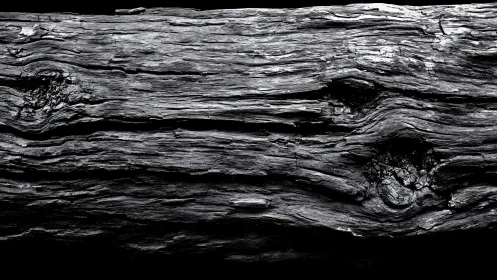 Weathered driftwood textures in stark monochrome study.