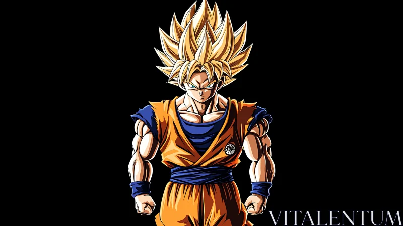 Blond haired anime fighter in orange martial arts gi.