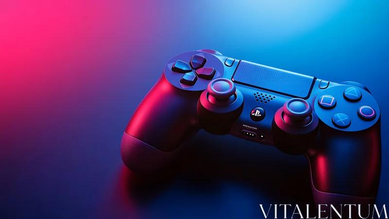 PlayStation Controller Illuminated by Neon Pink and Blue Gradient Lighting