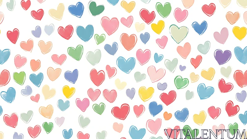 Polychromatic Heart Pattern with Gradient Strokes.