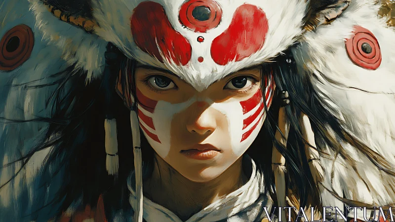 Wolf-spirited warrior girl locked in a storm of resolve.