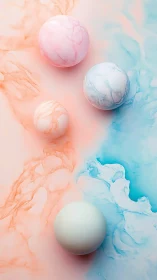 Soft pastel spheres drifting through coral and blue dreams.