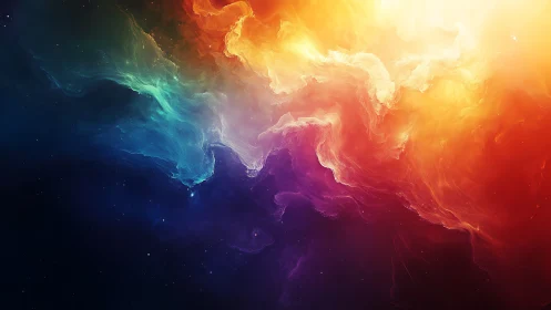 Colorful cosmic nebula cloud with bright glowing core.