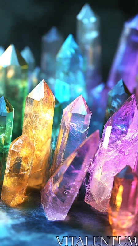 Multicolored crystalline mineral cluster under soft light.