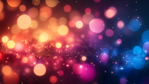 Vibrant Bokeh Lights Abstract Background in Warm and Cool Tones.