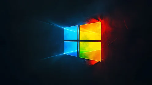 Luminous Windows logo glows against dark textured space