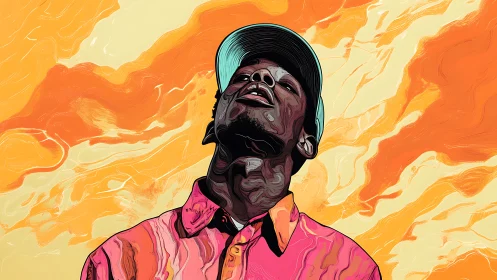 Sunlit daydream portrait in bold swirling colors.