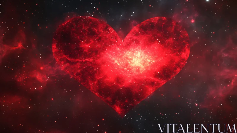 Luminous Red Heart Nebula in Deep Space