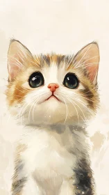 Cream Tabby Cat Portrait with Oversized Eyes and Soft Rendering.